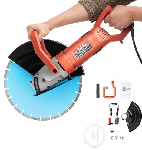 Fetcoi Betonsäge mit Ø 35cm Diamantblatt - Nass-/Trockenbetonsäge mit 180 ° Drehung Hauptgriff Schneiden Steinschneidemaschine 3000W 13.5cm Schnitttiefe Elektrische Wand-Schneidemaschine Trennsäge