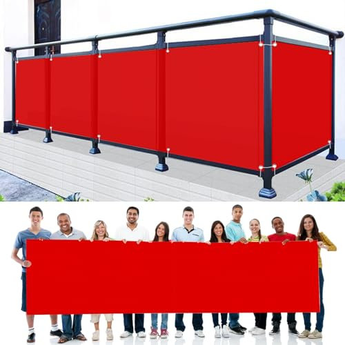 GAIFNAG Balkon Sichtschutz Uv-Schutz 60 x 900 cm Balkonsichtschutz mit Ösen, Sichtschutz Windschutz Matte HDPE 220G/M², Wind- Und Uv-Schutz für Balkon Terrasse Garten, Rot