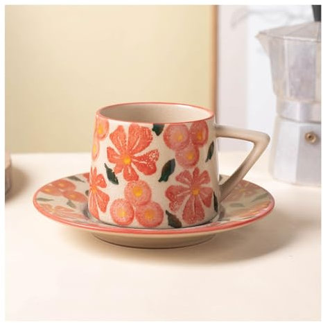 Generic Kaffee Tassen, Wasser Tasse Einfache Keramik Kreative Set Milch Tasse Tasse Büro Nachmittag Tee Tasse Steinzeug Kaffee Tasse/Rot B/280Ml