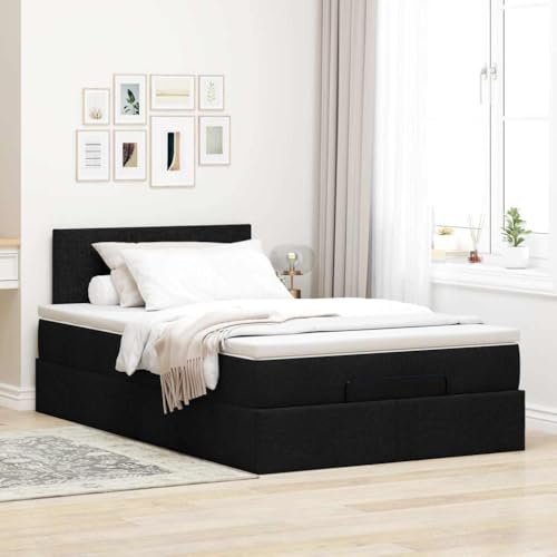 Willood Boxspringbett mit Matratze Großer Stauraum unter dem Bett Schwarz 120 x 200 cm Schlichtes Design