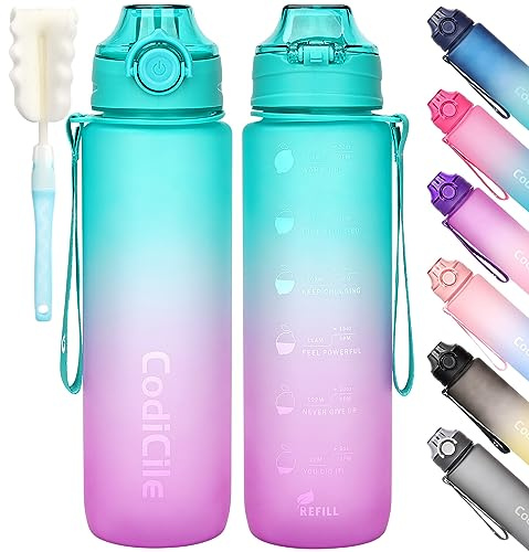 Gobravio Sports Water Bottle 1L Drinks Bottle BPA Free Water Bottle with Lock Cover & Leak Proof,for Gym, School,Cycling,Outdoor,Sports,Fitness& Office