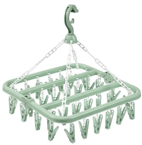 Clothes Drying Rack with 32 Clips, Foldable Sock Hanger for Drying | Underwear Dryer Hanger Space-Saving Sock Pegs Hanger Multi-Functional Sock Dryer for Hat Shoe Insoles Baby Clothes
