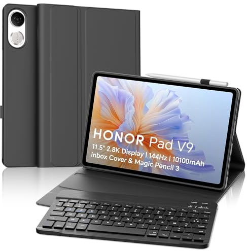 FOGARI Clavier pour Honor Pad V9 Tablette 11.5 Pouces 2025, Étui Housse pour Honor Pad V9 2025 11.5, AZERTY Français Clavier Magnétique Bluetooth sans Fil, Noir