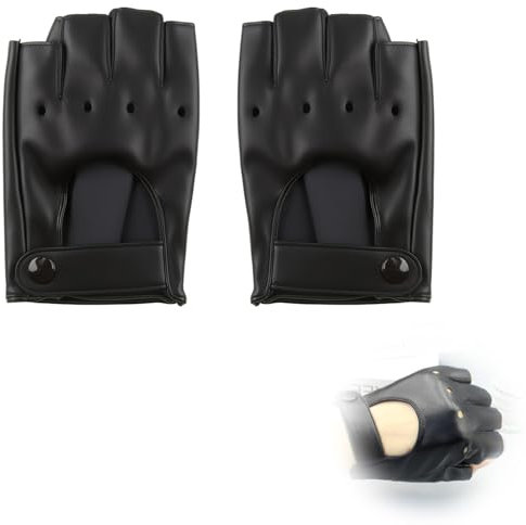 QYHON Fingerlose Lederhandschuhe Damen, PU-Leder Halbfingerhandschuhe, Ideal zum Autofahren, Radfahren, Cosplay (z.B. Lara Croft, Kim Possible) und Outdoor-Aktivitäten