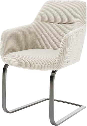 DELIFE Schwingstuhl Pejo-Flex Freischwinger flach Graphit Cord Beige Taschenfederkern