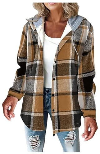 Celanisai Norvegese Cardigan da donna invernale a maglia grossa, giacca invernale a scacchi con cappuccio, cardigan invernale caldo con cappuccio foderato in pile, comodo e morbido maglione lavorato a