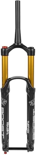 Dh Mtb Air Fork 27.5/29 Inch Mountain Bike Suspension Forks Travel 180mm Rebound Adjust Manual Lockout 1-1/2'' Tapered Bicycle Front Fork Thru Axle, Gold, 29inch