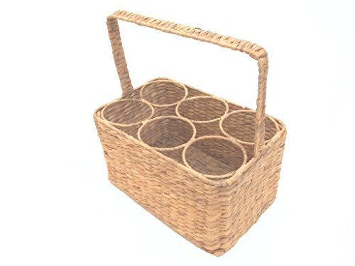 Flaschenkorb, Flaschenträger aus Wasserhyazinthe für 6 Flaschen