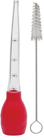 HIC Harold Import Co. 43730 HIC Stand Alone Heat Resistant Turkey Baster and Meat Marinade Applicator, Silicone, Red