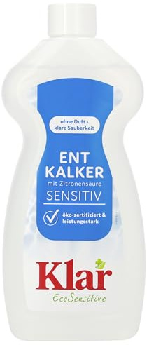 Klar eco Sensitive Descaler with Citric Acid, 500 ml, Unscented, for All Household Appliances, Vegan