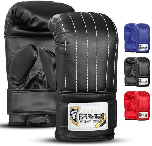 Farabi Sports Boxing punch bag mitt gloves punching boxing gloves mma training (Black, Large)
