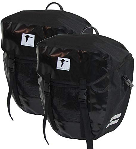 Red Loon 2X robuste Fahrradtasche aus LKW-Plane – wasserdichte Doppelpacktasche für Gepäckträger in schwarz