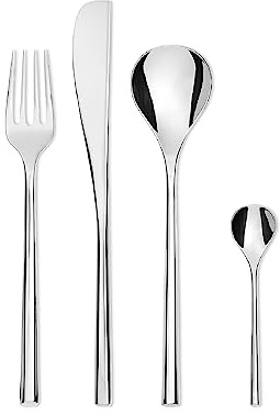 Alessi TI04S24 MU Besteckgarnitur 24-er teilig bestehend aus 6 Tafellöffel, Messer, Gabel und 6 Kaffeelöffel
