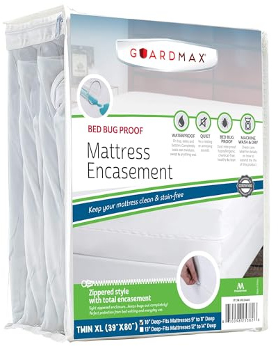 Guardmax Jersey Knitted Twin XL Zippered Mattress Encasement - Waterproof & Bed Bug Proof Mattress Protector - Comfortable, Soft, and Noiseless Zippered Bedding - Dust Mite Proof (39 x 80 x 10)