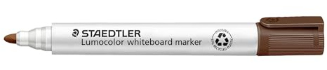 Staedtler Lumocolor 351-7 Whiteboard-markör (rund spets ca 2 mm linjebredd, hög kvalitet, torr och kan torkas av utan rester från Whiteboards, kartongfodral med 10 stycken) brun