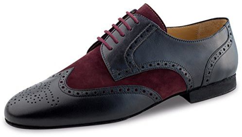 Werner kärna herr tanzsko 28053 – läder svart/velourläder bordeaux röd – 1,5 cm mikroklack – Made in Italy, - Svart bordeaux - 45 1/3 EU