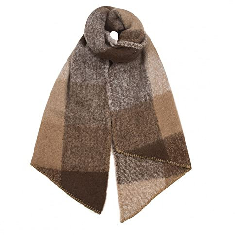 FASHION YOU WANT Damen XXL SCHAL kariert und mit Stern Motiv kuschelig warm Trend 2018 Stola XXL Tuch (grau/beige)