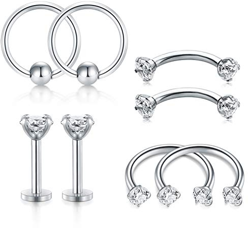 incaton Tragus Cartilagine Rook Orecchini Anelli al Naso Hoop Naso Sopracciglio Piercing Helix Daith Orecchini Acciaio Chirurgico Gioielli per Borchie per Piercing