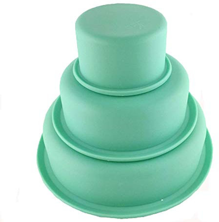 Voarge 3er Set Silikon Rund Kuchenform Tortenbackform Silikonbackformen für Kuchen und Torten zum Backen, Tortenformen 3-er Set, 7, 14 und 19 cm Silikon, grün