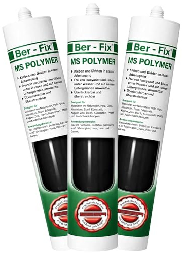 Ber-Fix MS Polymer Schwarz Karosserie Außen 3er | MS Polymerkleber Schwarz Karosserie Außen 3er: elastischer Kleb- und