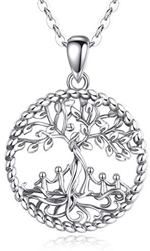 AEONSLOVE Ciondolo Albero della Vita Argento 925 per Mamma Figlia Collana Albero della Vita Donna con Cristallo Turchese Malachite Gioielli con Albero della Vita Regalo Festa della Mamma