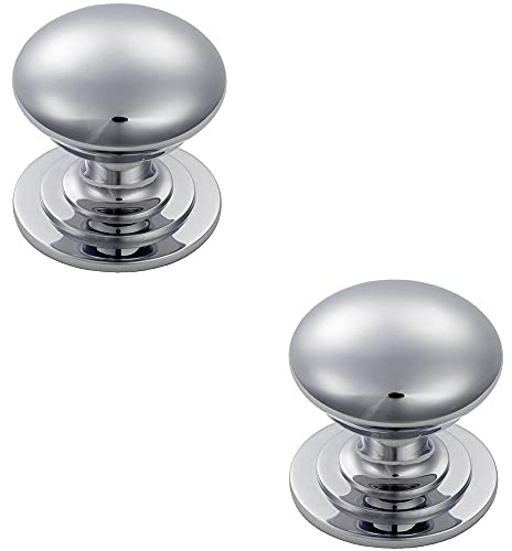 2 Pack | Victorian Round Cupboard Door Knob - 25mm Dia - Polished Chrome Cabinet Handle | Small Cupboard Door Knob - Wardrobe Cabinet Pull Handle - Suitable for Lightweight Internal Doors