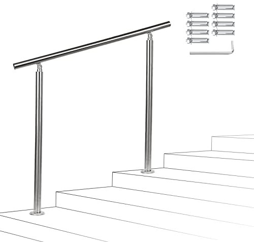 Joparri Treppengeländer 120cm ohne Querstreben, Edelstahl Handlauf Winkelverstellbar, Geländer für Innen und Außen