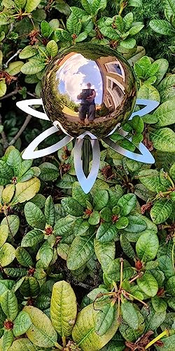 Jürgen Bocker Garten-Ambiente Blütenzauber Paris Rosenkugel 10 cm Edelstahl Gartenstecker Deko mit Stab 80 cm (golden Rose poliert)