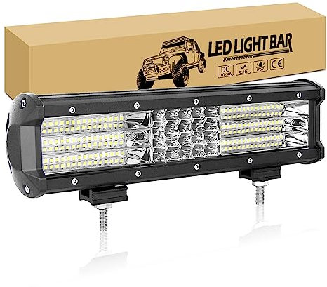 RIGIDON Barra LED Fuoristrada 30cm 12 pollici 330W Barra Luce a Led, Combinata di Fascio Faretti Fendinebbia 12V 24V Impermeabile per 4x4 Auto Offroad Camion Trattore SUV ATV UTV, 6000K Bianca