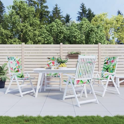 LAPOOH Hochlehner-Auflagen 4 STK. Mehrfarbig Stoff, Sitzauflagen Gartenmöbel, Auflagen Für Gartenmöbel, Gartenstuhlauflagen Hochlehner, Polsterauflagen Für Gartenmöbel