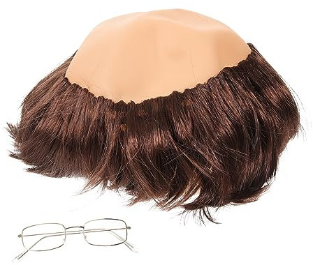 Beatifufu 1satz Bald Monk Wig Mit Brille Und Kapuze Cosplay Zubehör Für Halloween Und Mottopartys Leicht Und Komfortabel Für Erwachsene Und Männer Realistische Erscheinung