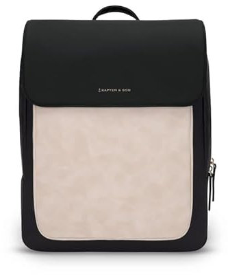 Kapten & Son Rucksack Tromso Cream Black 9 L | Rucksack Damen & Herren Schwarz-Beige | ideal als Tagesrucksack, Daypack, Rucksackhandtasche