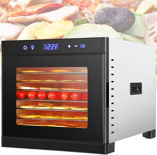 WuDLi Déshydrateur pour Aliments Et Viande Séchée, Déshydrateur Alimentaire en Acier Inoxydable à 6 Plateaux, Séchoir à Fruits électrique, Petite Machine De Lyophilisation 35 ° C à 75 ° C 8F
