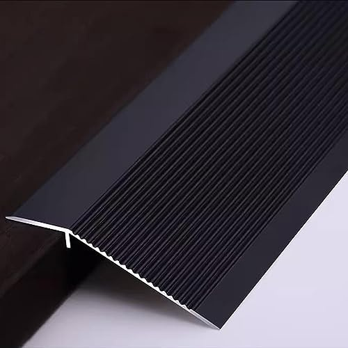 Tira de umbral de suelo de metal, altura de 20 mm, 40 mm, tira de transición de suelo antideslizante, reductor de suelo exterior, tira de borde de madera a baldosa (color: negro-90 cm, tamaño: X3)
