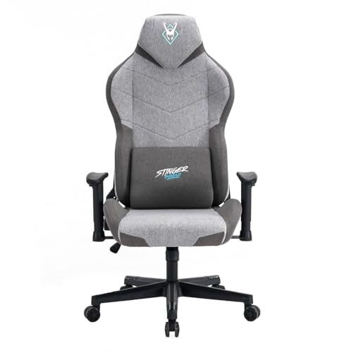Woxter Stinger Station Titan Light - Silla Gaming Oficina (Eje Acero, Levantamiento por pistón Gas, Tela Antimanchas, Reposabrazos 2D, Foam, Racing, Cojín Lumbar)