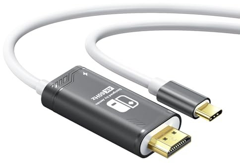 JEMDO 3 m USB-C-auf-HDMI-Kabel kompatibel mit Nintendo Switch, tragbarer HDMI-Adapter für NS-Standard/OLED-Modell only, Steam Deck, Laptop, Telefon, ersetzt Original-Dock, 4K@60Hz, Schwarz