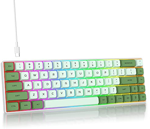 SbocKeeb Gaming Tastatur Mechanische 60 Prozent, Mini RGB Tastatur 65 Prozent Amerïka QWERTY, 68 Tasten Kabelgebundene Tastatur Hintergrundbeleuchtung für PC Gamer（GT68-RGB Matcha ）