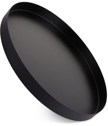 ASelected Dekotablett schwarz 30 cm rund Metall Schmucktablett Makeup Dessert Kerzen