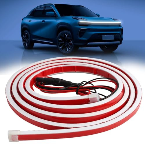 EuAcesry Waterproof Auto Streifen Licht, 150 cm Car Hood LED Strip Lights | Universal Auto Tagfahrlicht, 10-16V Car Hood Light Strip Motorhaube Lichtstreifen für SUV, LKW