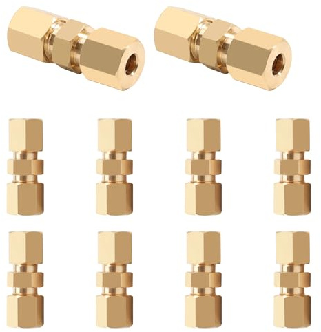ASOFTY 10 Stück Bremsleitung Verbinder 3/16, 4,75mm Bremsleitungsverbinder Ohne Bördeln, Bremsrohr Armaturen, Verschraubungen Bremsrohr für Bremskabel