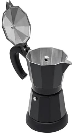 YEITBY Caffettiera elettrica per moca, 300 ml, capacità 6 tazze, 300 ml, girevole a 360 gradi, alloggiamento in alluminio, caffettiera elettrica moka con base, per viaggi o campeggio