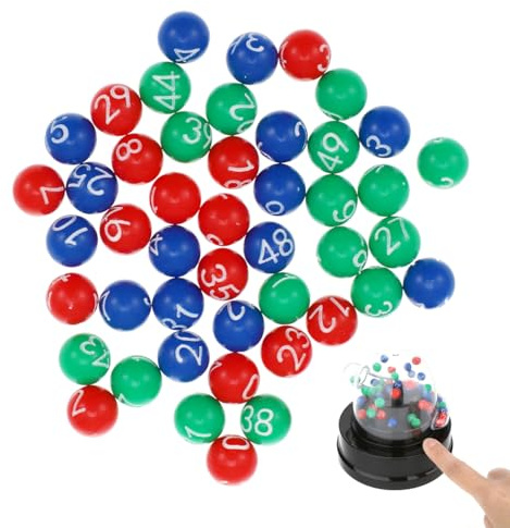 DOITOOL 49 Stück Verlosung Plastikkugeln Mini Lotto Kugeln Mit Nummern 0.3 Zoll Für Bingo Party Spiele Zubehör