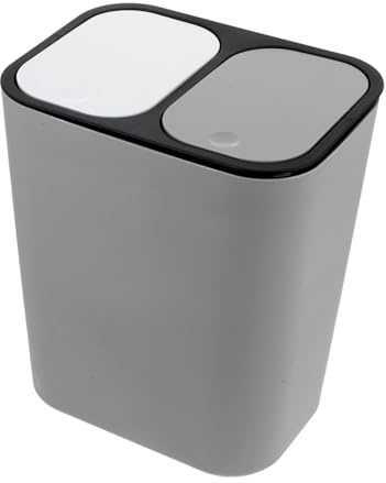 Luxshiny Cubo de Basura de 2 Compartimentos Basura Húmeda y Seca Tapa Apertura a Presión Estable 30L para Cocina para Reciclaje