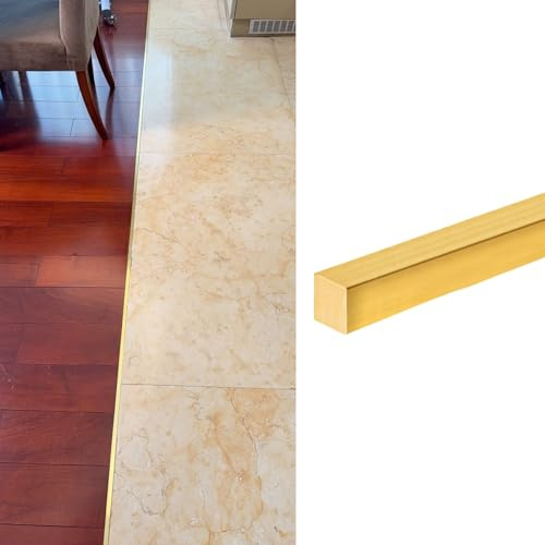 Genérico Tira de Transición de Umbral de Madera A Baldosa Tiras de Latón para Cubrir El Suelo de La Puerta Barra de Unión/División de Suelo (10 mm X 10 mm [0,39 X 0,39)