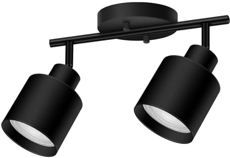 BoostArea 2-Light Led Track Lighting,Black Ceiling Lighting Fixtures,Wall Sconces Ceiling Spotlight with Foldable Light Arms for Kitchen, Closet, Bedroom,GU10 Socket, Bulbs Not Included