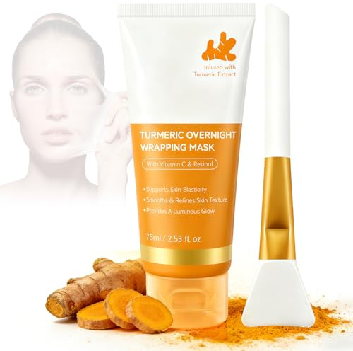 Nocturna De Cúrcuma 75ml,Mascarilla Peel-Off De Colágeno,Con Ácido Kójico Y Retinol,Mascarilla Hidratante Facial, Nutre La Piel, Aporta Luminosidad,Firme Y Suave, Mascarilla De Colageno