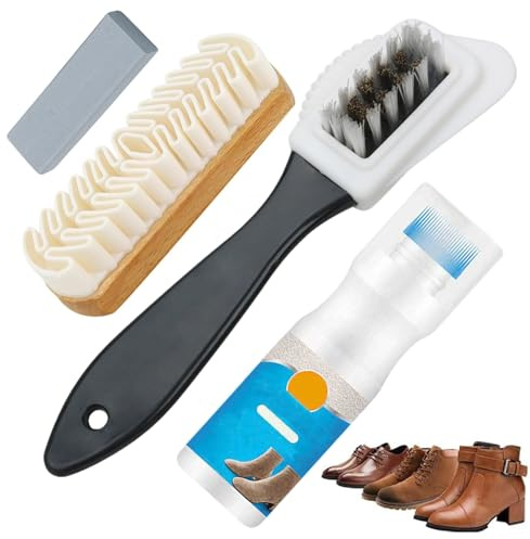EnixwH 4 Pièces Brosse Daim Brosse Nettoyage Kit Nettoyage Sneakers avec Une Gomme en Daim pour Entretien Chaussures Accessoires Dépoussière Ravive et Le Daim L'entretien du Cuir Le Nubuck