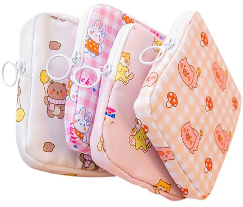 Sacchetto Portatampone Portatile 4 Pezzi in Poliestere | Organizer Multiuso per Ufficio e Outdoor, Stile Chic e Delicato, Formato Compatto per Ragazze Stile Casuale