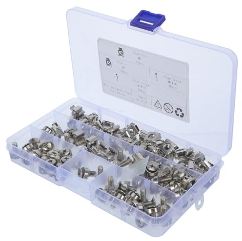 Cabilock 50 Juegos Tuercas de Jaula para Montaje Bastidor Tornillos para Servidor Gabinete y Enrutador Accesorios Resistentes para Instalación Segura