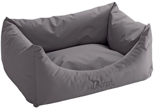 HUNTER Hundesofa GENT ANTIBAKTERIELL, In- und Outdoorgebrauch, textilveredelt, wasser- & schmutzabweisend, antibakteriell, bauschig, hoher Rand, Bezug waschbar, Farbe: grau, Farbe: M
